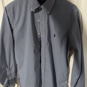 Ralph Lauren Navy Checkered Button Down Shirt